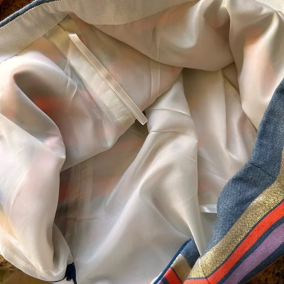 🍁 BUNDLE ONLY - 5/$15  J. Crew Metallic & Coral Striped A-Line Skirt - Picture 3 of 4